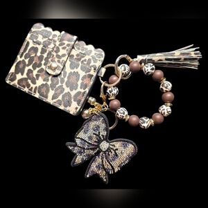 Leopard Pattern Wallet and Keychain Set